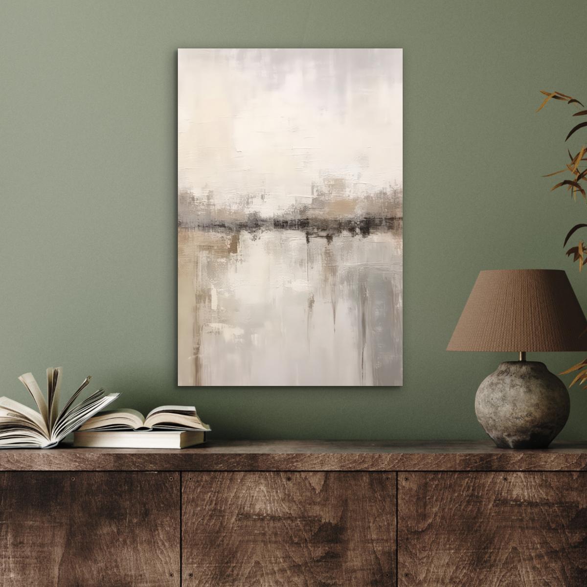 METALLBILD Moderne Kunst - Abstrakt - Beige Deko Schlafzimmer 40x60 cm - Beige, Metall (40/60cm) - MuchoWow