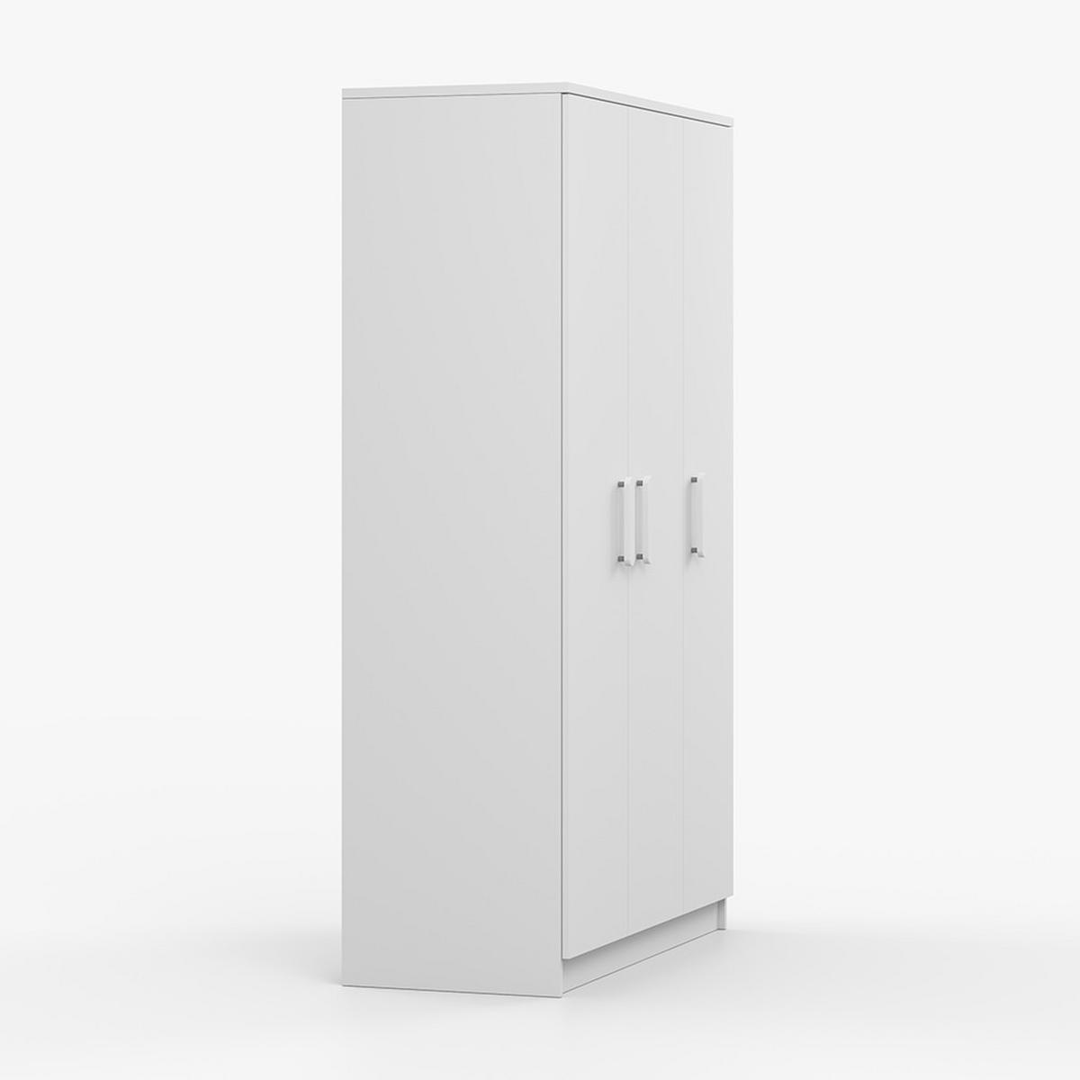 KLEIDERSCHRANK Jonas I 2D 19, 120/192/50, 3-türig, weiß - Weiß, Holzwerkstoff (120/194/50cm) - imoebel24