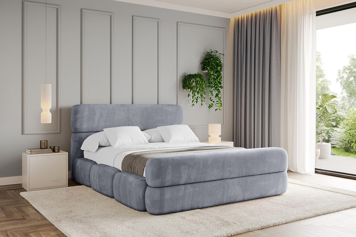 POLSTERBETT mit Bettkasten, Fußteil und Lattenrost, Boxbett ohne Matratze - ELVA-Z 180x200 Grau - Grau, Holzwerkstoff/Textil (180/200cm) - ALTDECOR