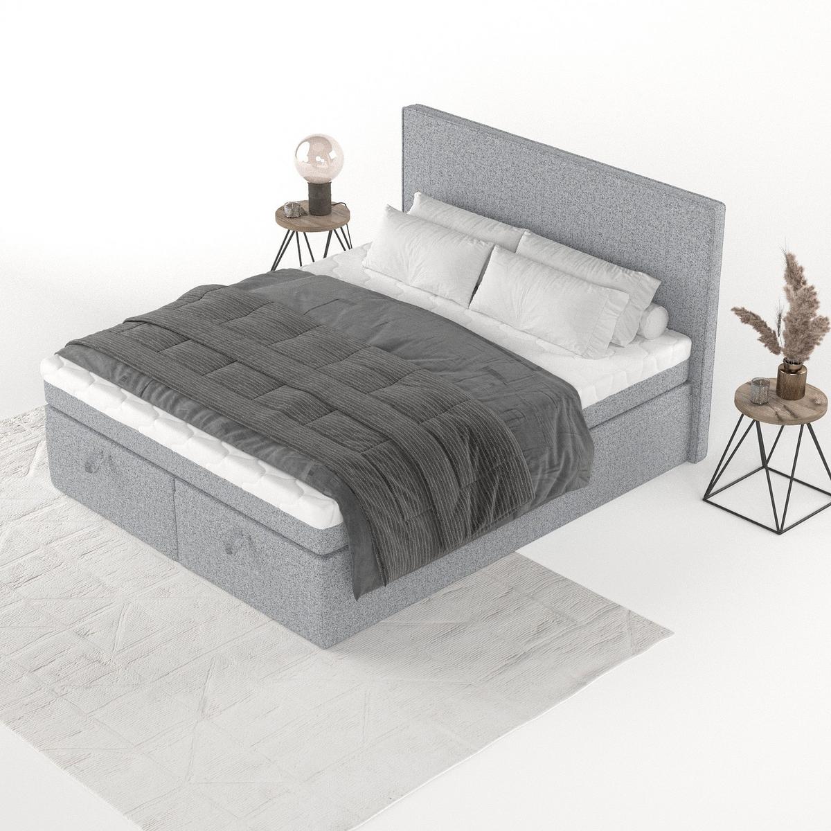 BOXBETT Zalla 160/200 cm Grau im Riva Stoff - Schwarz/Grau, Holz/Holzwerkstoff (160/200cm) - AltaBeds