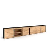 LOWBOARD, Eiche und Schwarz, 309/35/50cm - Braun, Holzwerkstoff (310/50/35cm) - Skraut Home