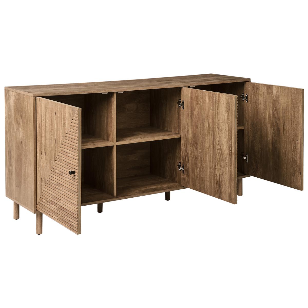 SIDEBOARD mit 3 Türen Hellbraun Ronge - Hellbraun/Braun, Holz/Holzwerkstoff (150/75/40cm) - Beliani