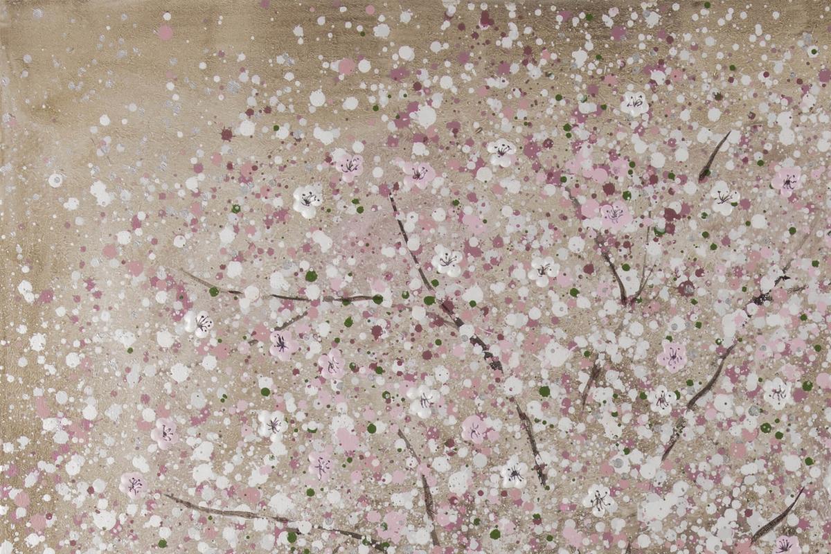 ACRYLBILD HANDGEMALT 80/80 cm - Pink/Braun, Holz/Textil (80/80cm) - KUNSTLOFT