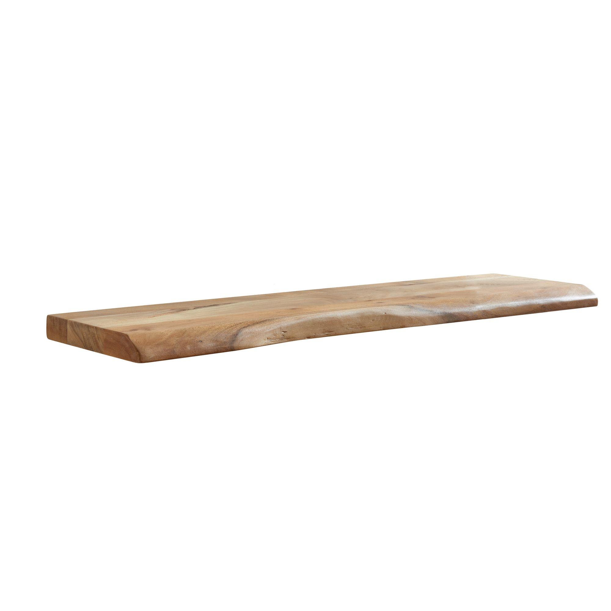 WANDREGAL Massivholz Baumkante Landhausstil, Akazie 100x26x4 cm - Beige, Holz (100/4/26cm) - KADIMA DESIGN
