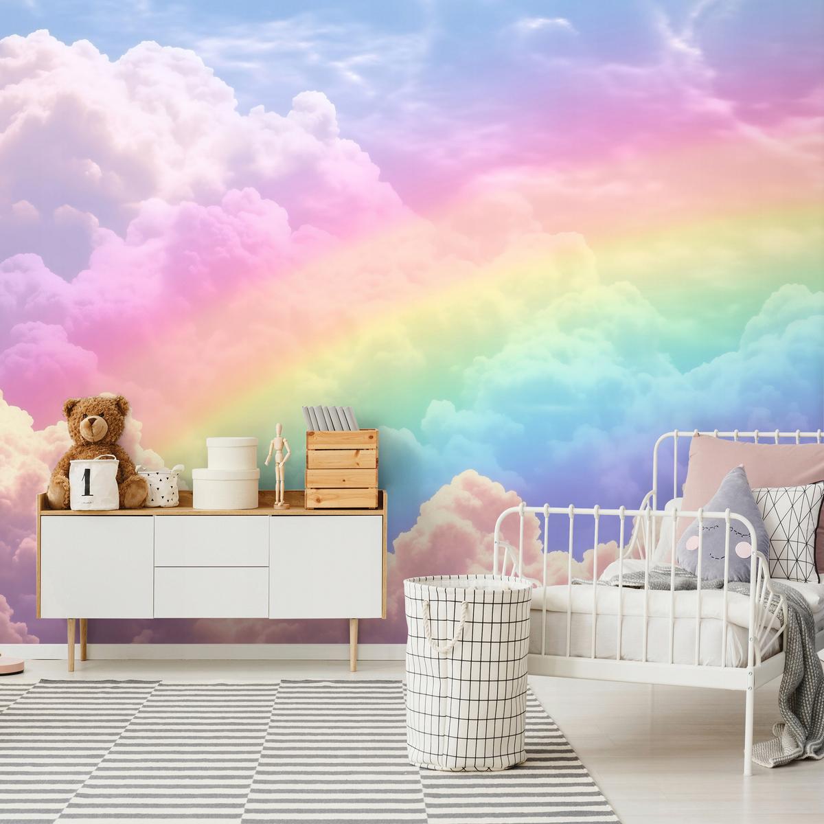 FOTOTAPETE Kinderzimmer Mädchen Regenbogen Kindertapete 400x280 - Multicolor, Papier (400/280cm) - Wallarena