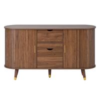 SIDEBOARD walnuss rund 140cm schiebetüren schubladen - Walnussfarben, Holzwerkstoff (140/79.5/40cm) - Urban Meuble