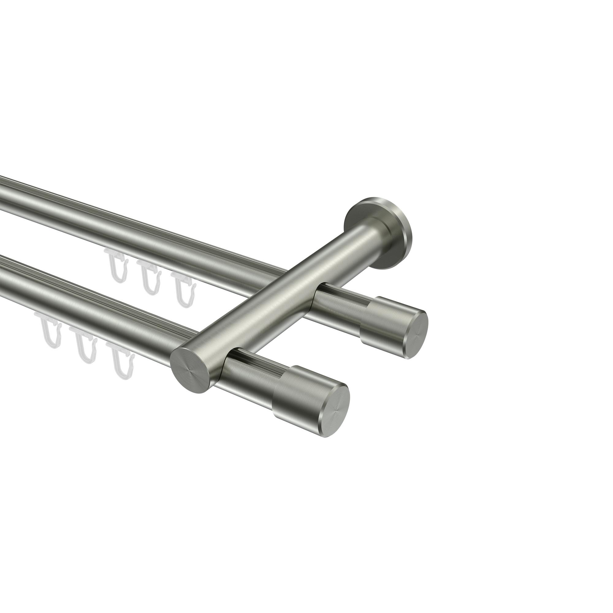 GARDINENSTANGE INNENLAUF Platon Santo 540 cm (geteilt in 3 x 180 cm), 2-läufig, 20 mm Ø Edelstahl-Optik - Edelstahlfarben, Metall (540cm) - INTERDECO
