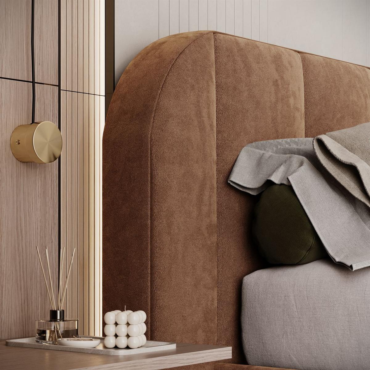 BETT AMARA 160x200 gepolstert mit Stauraum und Lattenrost, Royal Velvet 198 - Braun, Textil (160/200cm) - Lookway