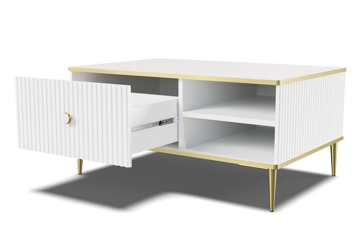 COUCHTISCH Weiß, Gold 90/43/60 - Weiß, Holzwerkstoff (60/90/43cm) - RAUMHIRSCH FURNITURE
