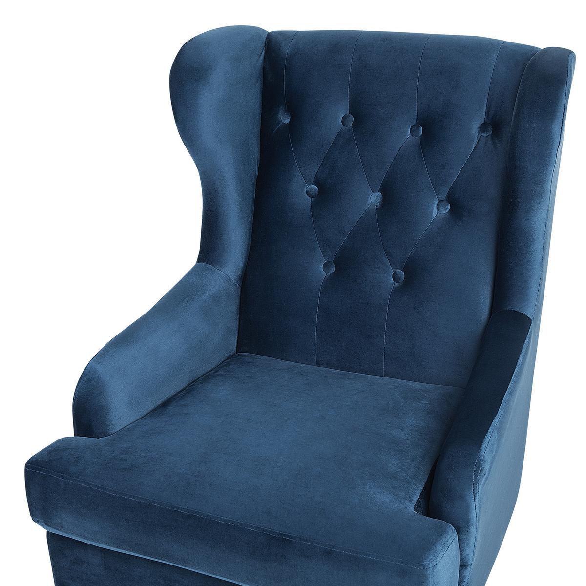 SESSEL Samtstoff dunkelblau Alta - Blau/Schwarz, Textil (72/102/85cm) - Beliani