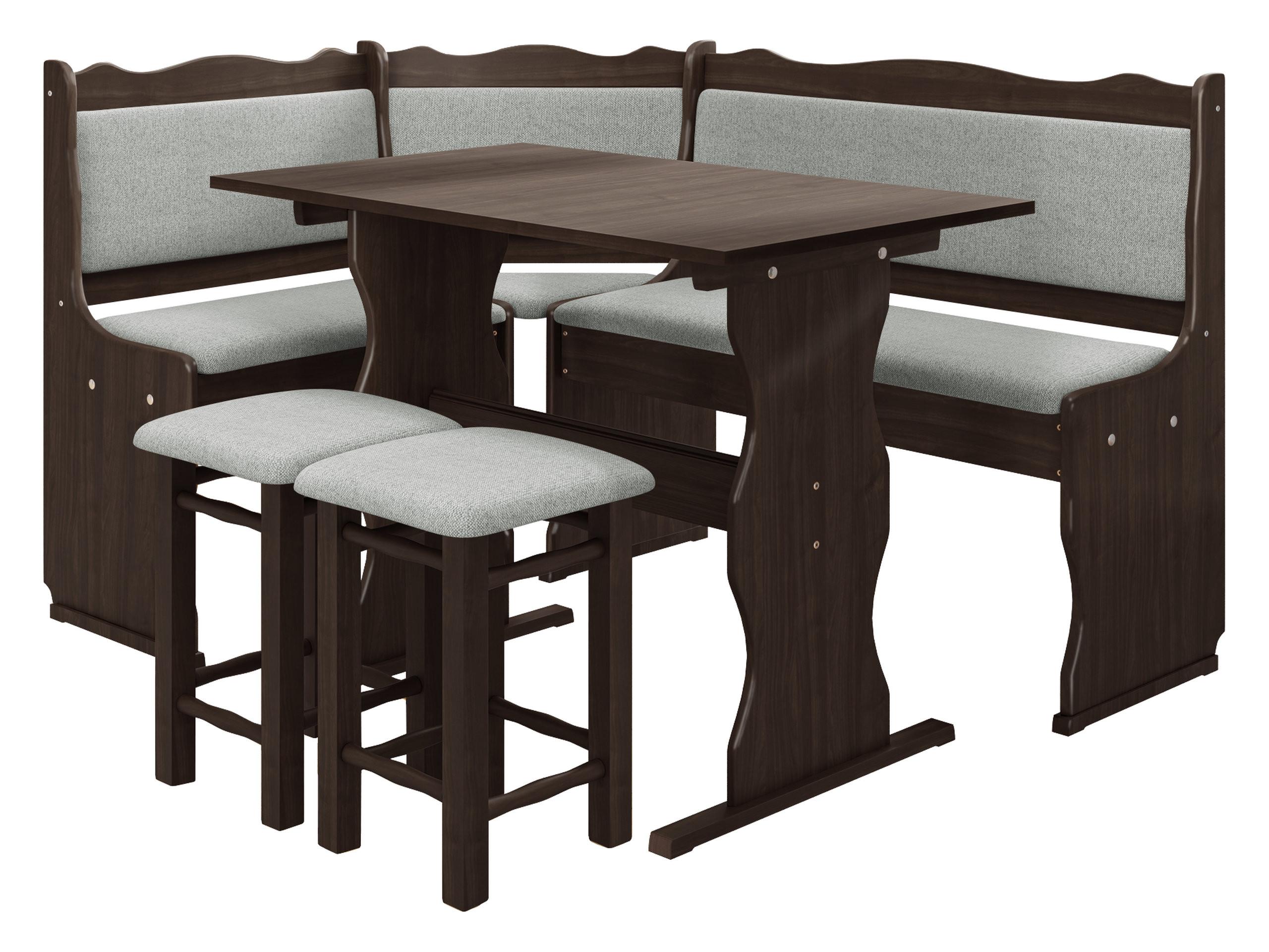 ECKBANKGRUPPE Mini - Nussbaumfarben/Grau, Holz (145/87/105cm) - MIRJAN24