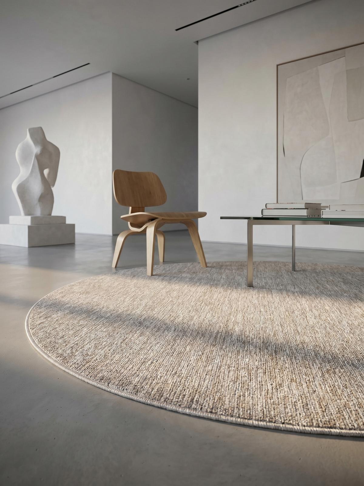 TEPPICH Kurzflor AMMER in Beige, einfarbig, Ø 120 cm - Beige, Textil (120/120cm) - KADIMA DESIGN