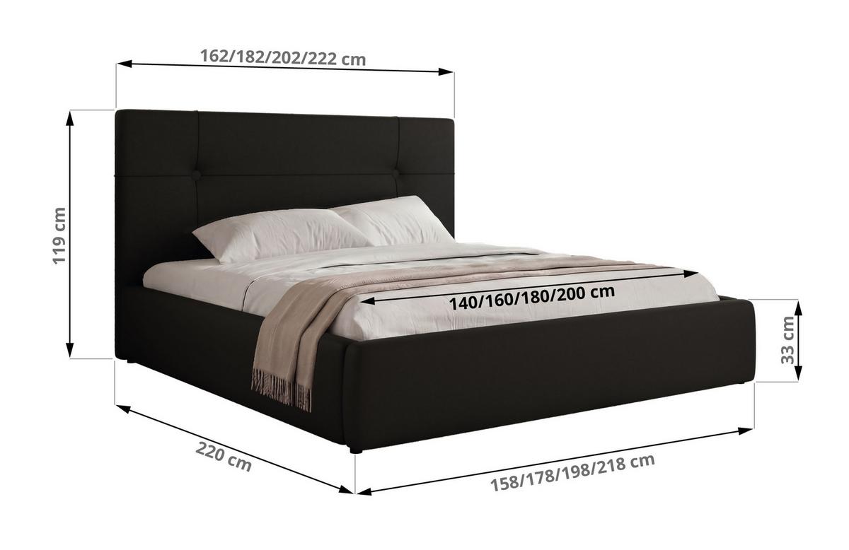 POLSTERBETT CALERIO CLASSIC 160/200 - Schwarz Kunstleder - Matratze Foam - Schwarz, Kunststoff/Textil (160/200cm) - MKS
