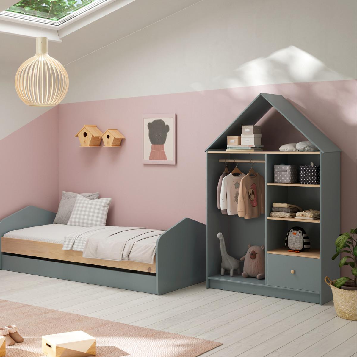 KLEIDERSCHRANK Estefania Grün 110/45/180 cm - Grün, Holz (45/180/110cm) - Calicosy