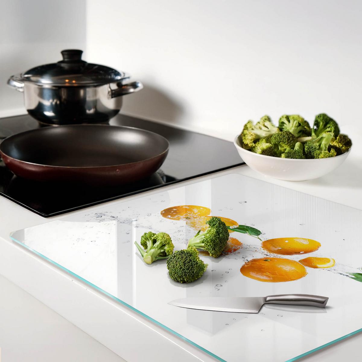 GLASPLATTE 60x52 cm Orangen und Wasser - Gelb, Glas (60/0.4/52cm) - TULUP