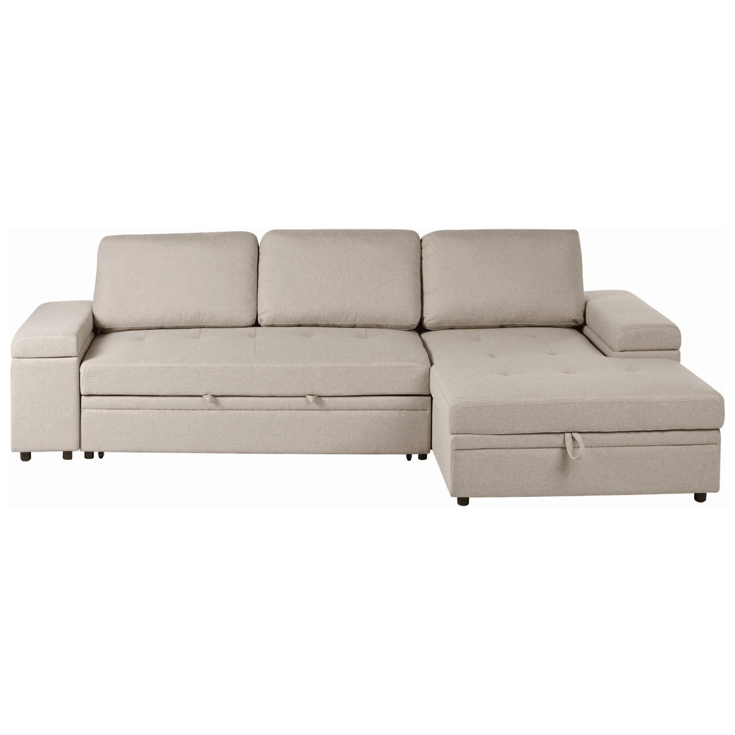 ECKSCHLAFSOFA 3-Sitzer Kunstleinen Beige linksseitig Hrisey - Beige, Textil (293/161cm) - Beliani