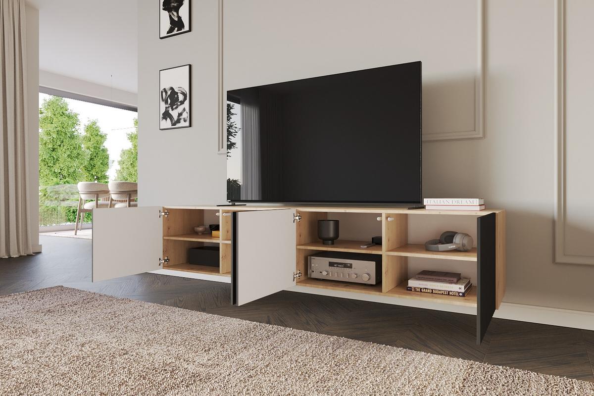 LOWBOARD KITO-W 2x100x40x40 cm - Artisan / Schwarz - Schwarz/Eiche Artisan, Holzwerkstoff (200/40/40cm) - ALTDECOR