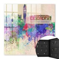 SCHLÜSSELBOX Schwarz 30x30 cm- Türöffnung nach rechts - Urbane Aquarellmalerei - Lila, Metall (30/30/5cm) - TULUP