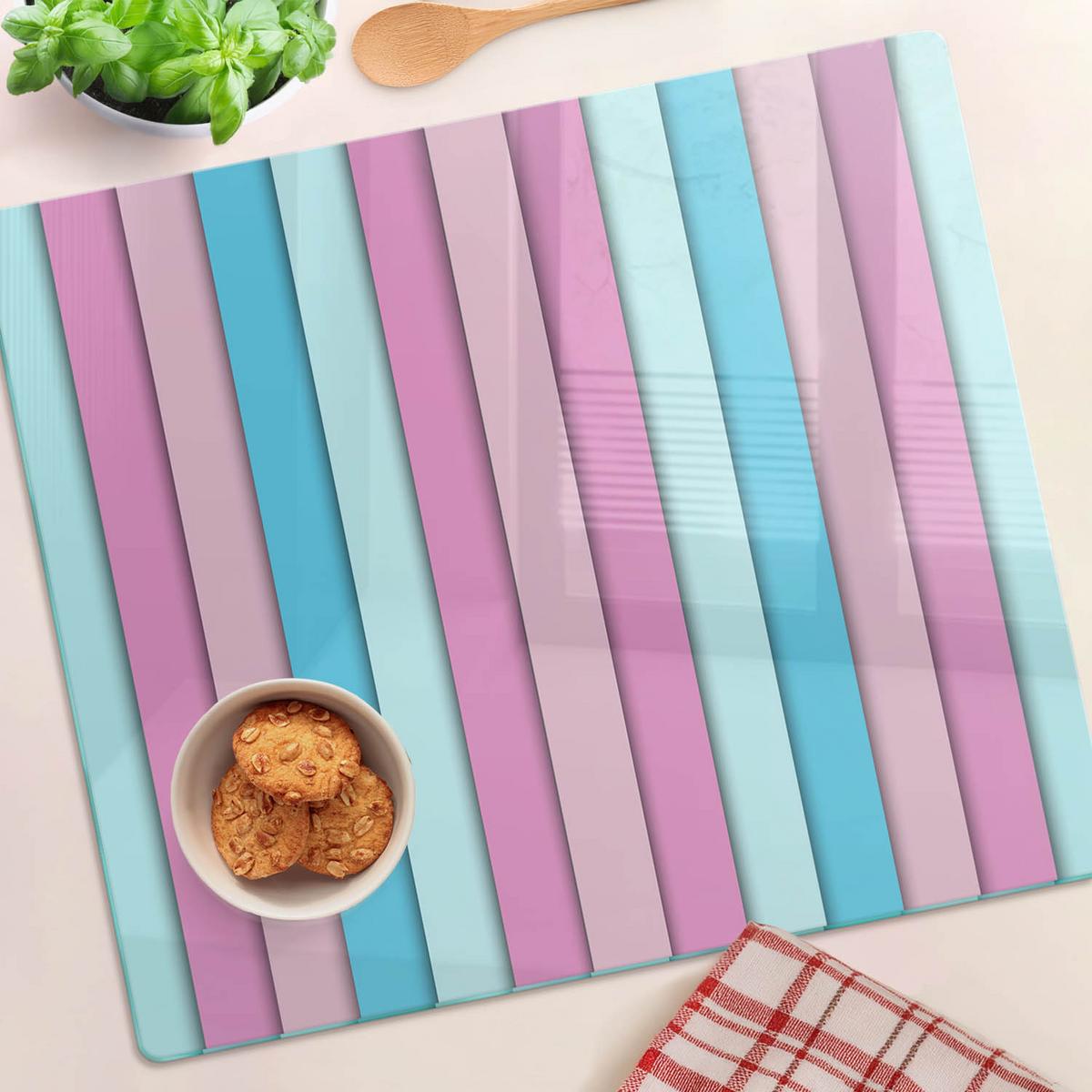 GLASPLATTE 60x52 cm Farbige Streifen - Multicolor, Glas (60/0.4/52cm) - TULUP