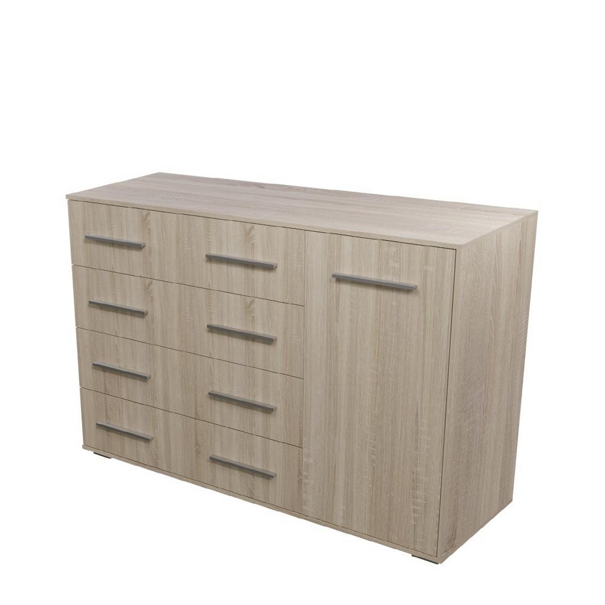 KOMMODE Frida 02 Sonoma/Sonoma 1D4S 135 cm - Alufarben/Sonoma Eiche, Holzwerkstoff/Kunststoff (135/95/45cm) - imoebel24