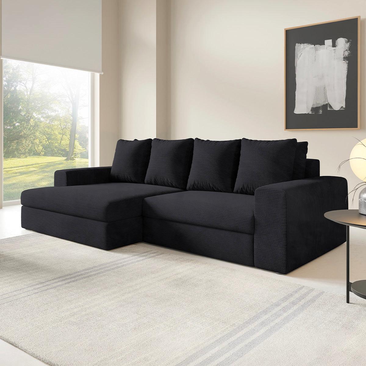 ECKSOFA Paola 3 Sitzplätze Schwarz - Schwarz, Holz (272/167cm) - Petits-meubles