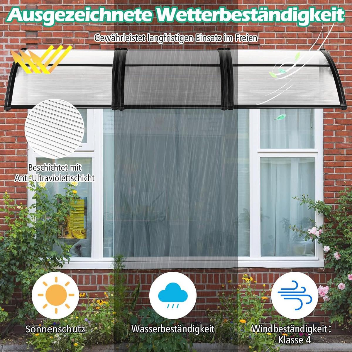 HAUSTÜRVORDACH Grau - Grau, Kunststoff (122/28/99cm) - COSTWAY