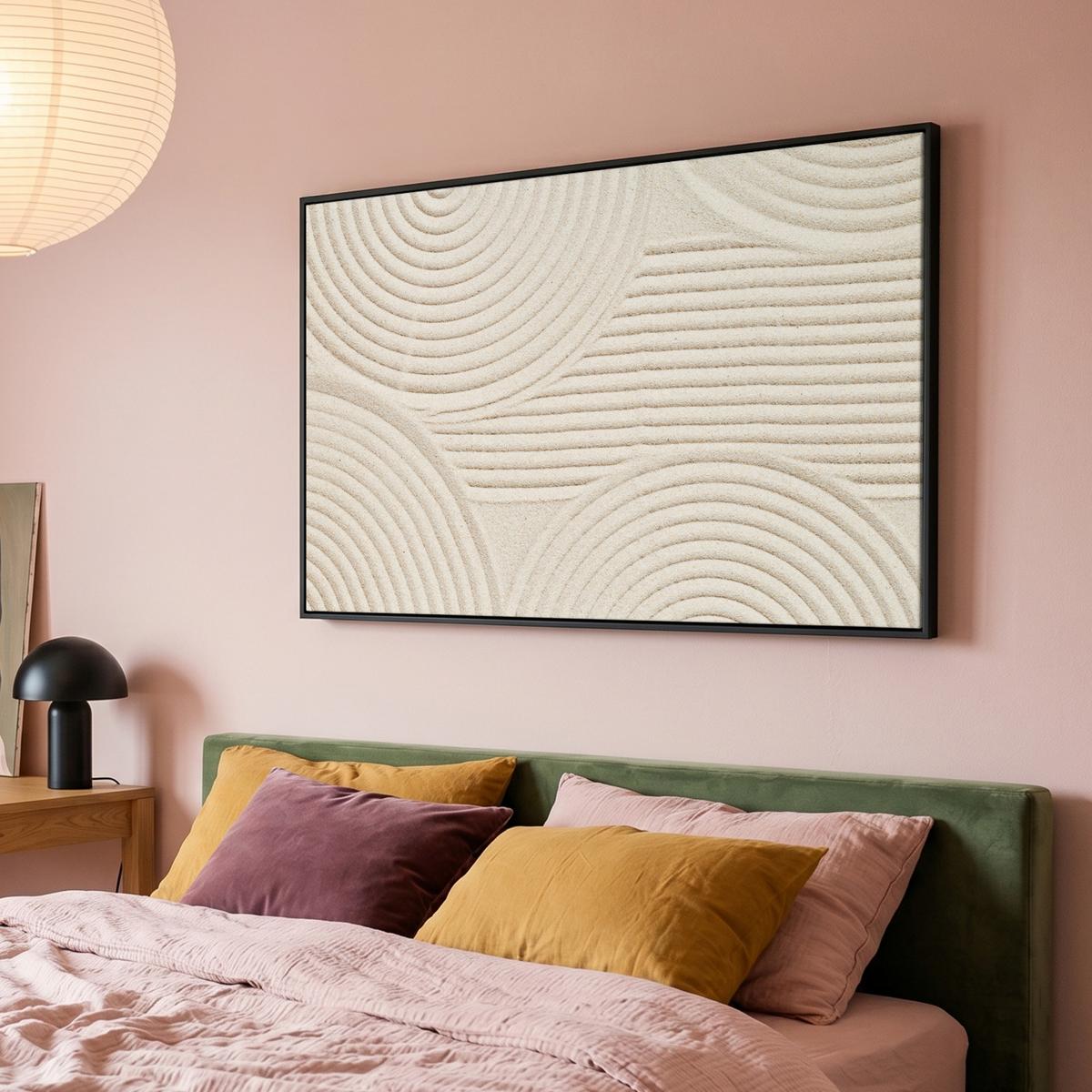 LEINWAND Bilder mit Rahmen - Muster - Abstrakt - Weiß - 150x100 - Beige, Textil (150/100cm) - MuchoWow