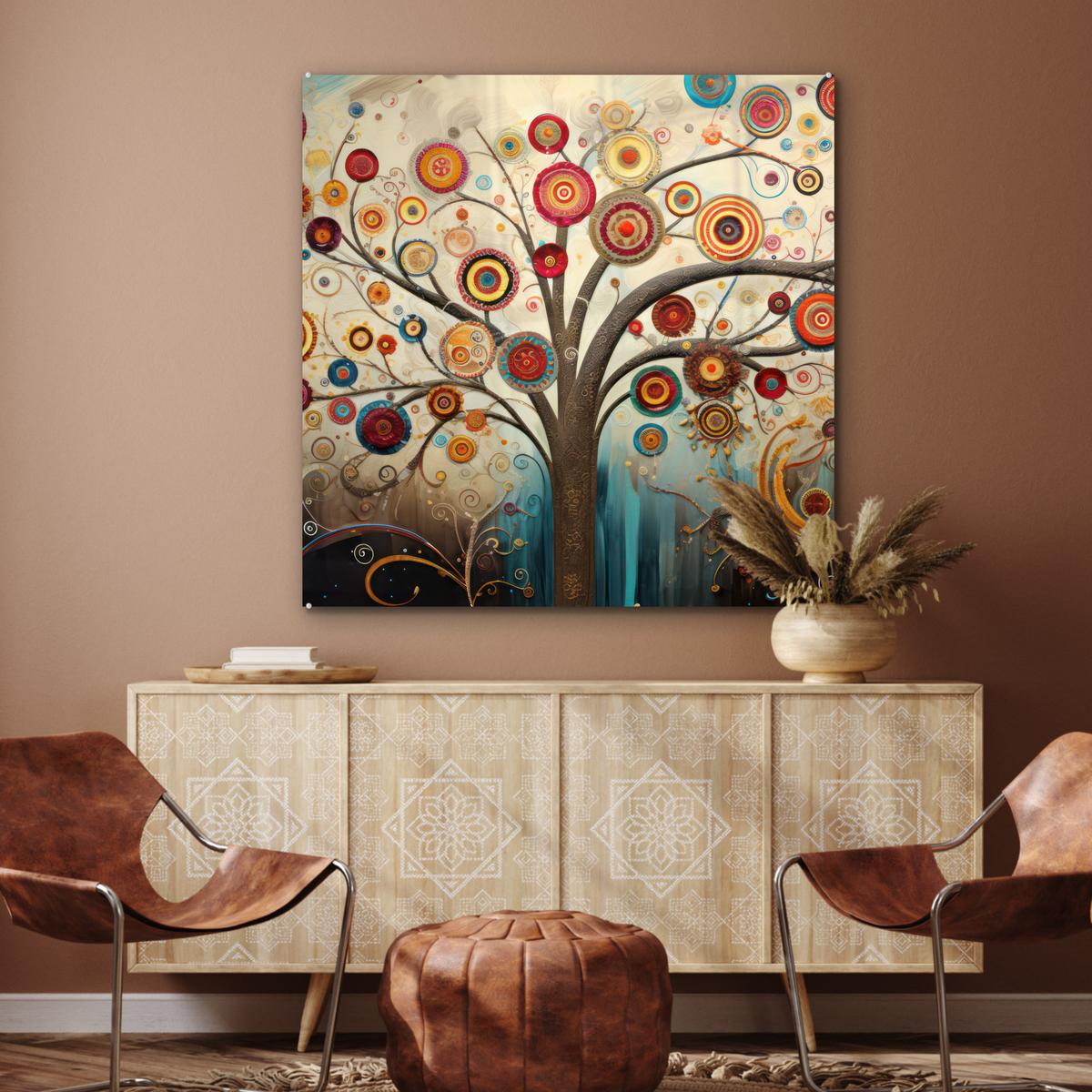 ACRYLGLASBILD Baum - Baum des Lebens - Farbe 90x90 cm - Braun, Glas (90/90cm) - MuchoWow