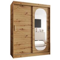 SCHIEBETÜRENSCHRANK mit Spiegel ROYAL 200/150/62 2-türig - Silberfarben/Eiche Artisan, Holz (150/62/150cm) - MÖBEL KRYSPOL