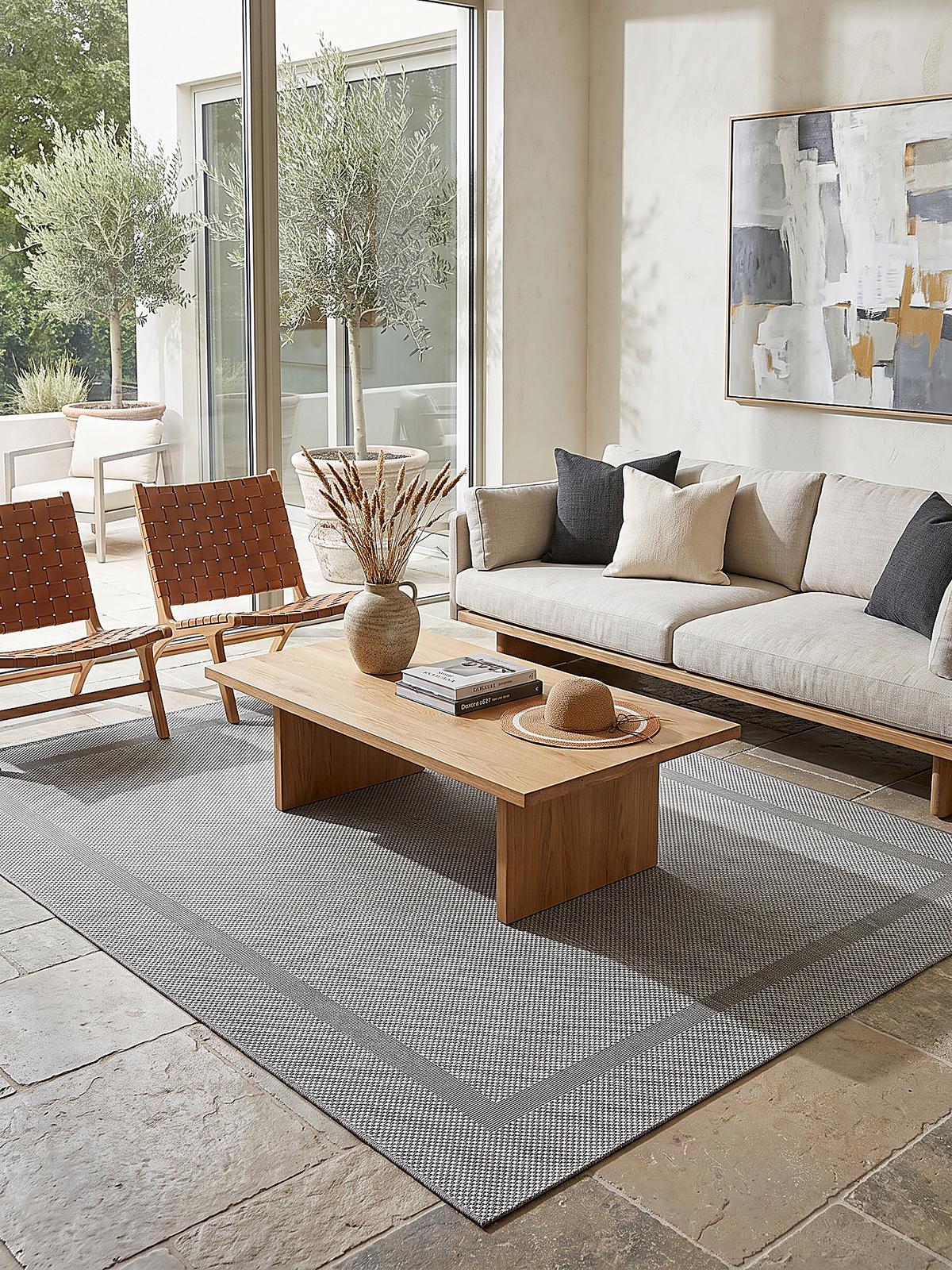 FLACHWEBTEPPICH Bordüre BORNO Polypropylen Grau 140 x 200 cm - Grau, Textil (140/200cm) - KADIMA DESIGN