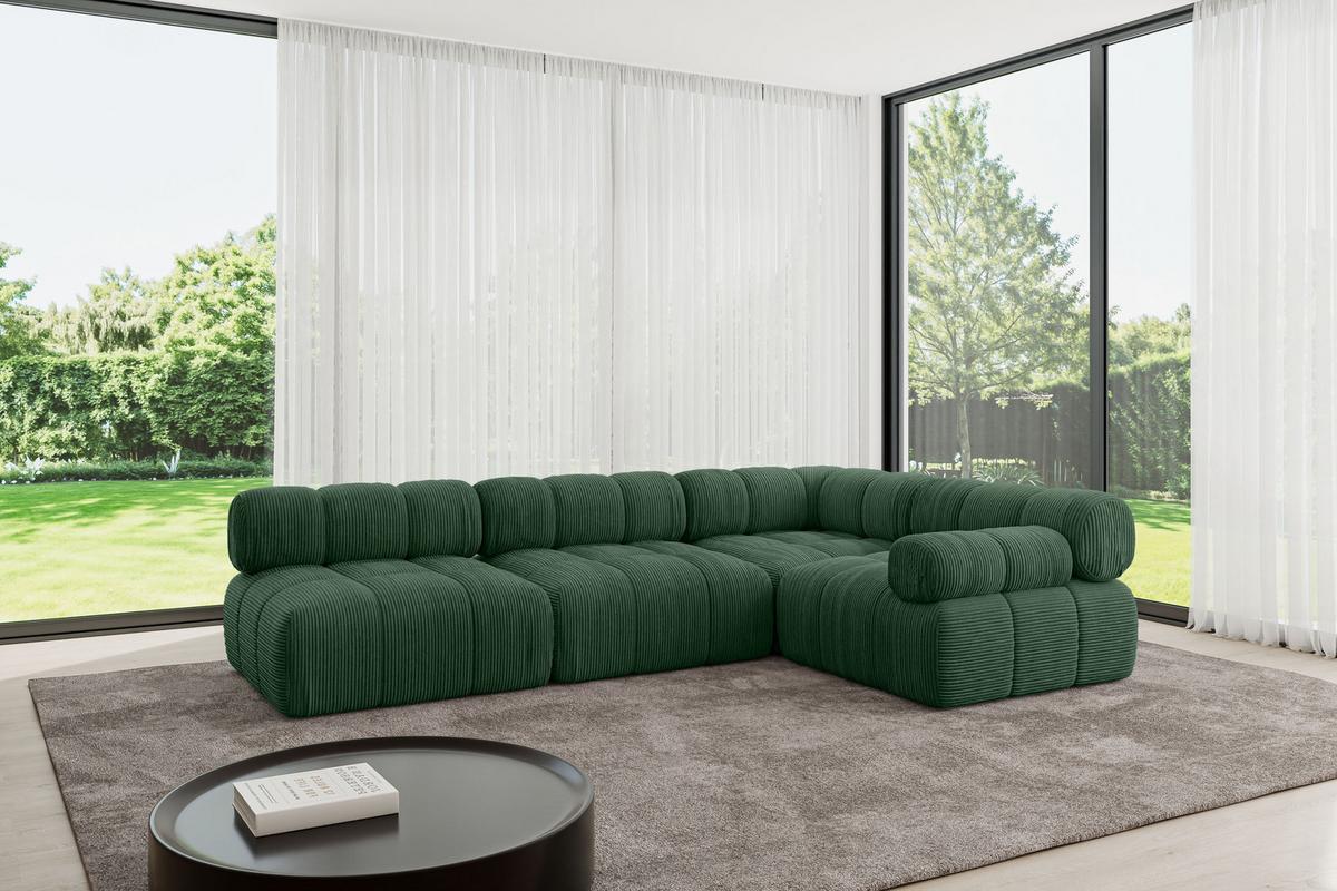 ECKSOFA modulares Sofa Mende-L2 - 285x190x70 cm Grün Cord - Grün, Holzwerkstoff/Textil (285/190cm) - ALTDECOR