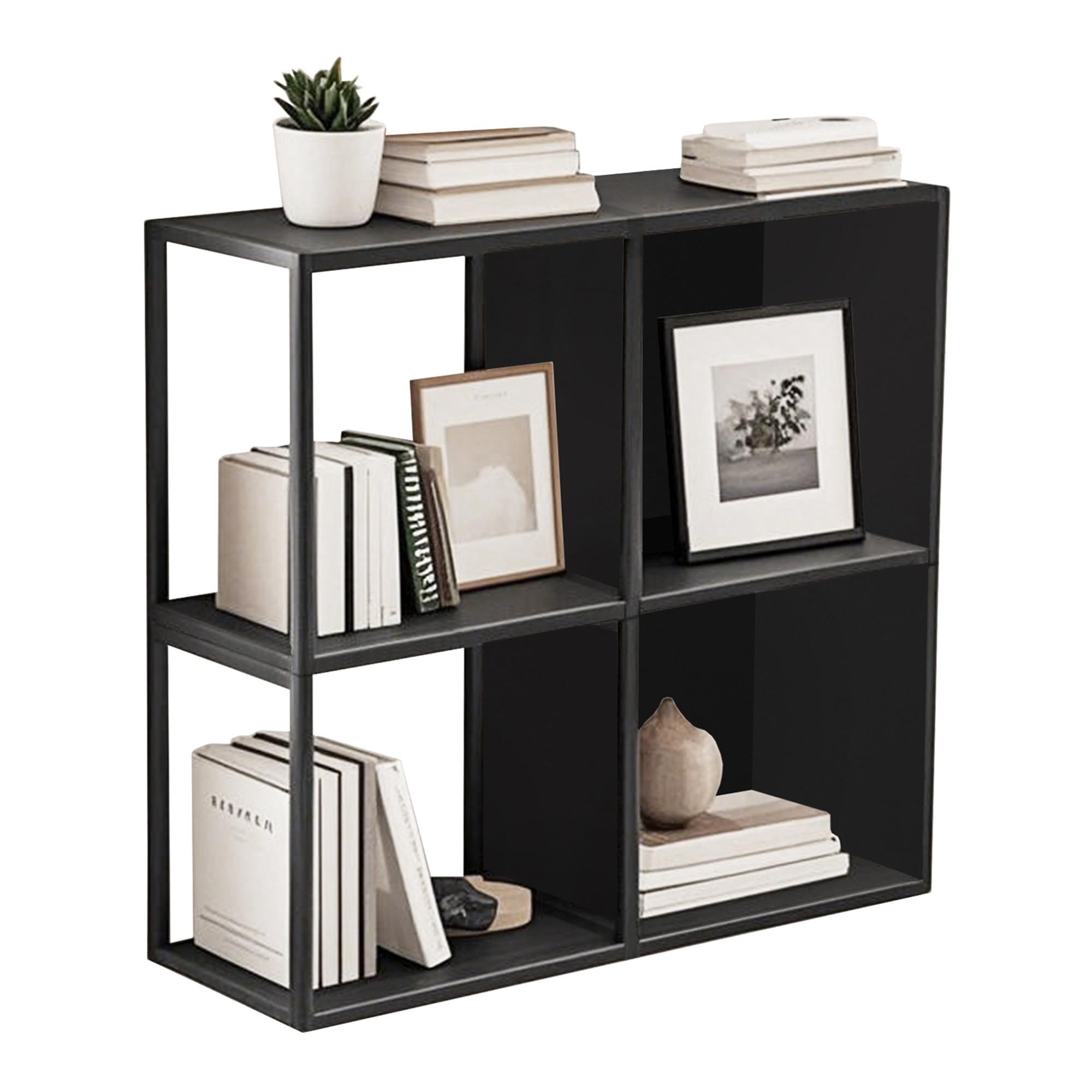 WANDREGAL-SET 4 TLG. Nostened - Schwarz, Metall (27.5/27.5/20cm) - [en.casa]