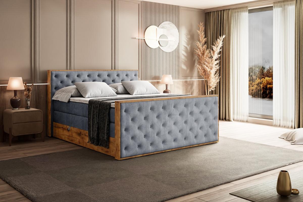 BOXSPRINGBETT mit Matratze H3|H4 und Lattenrost - LOLLI3-Z KING-120x200 - Grau Casablanca - Grau, Holzwerkstoff (120/200cm) - ALTDECOR