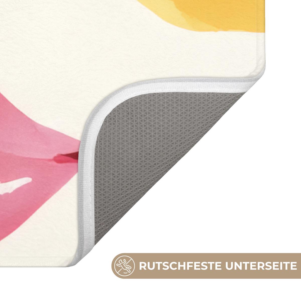 BADEMATTE Lippen - Bunt - Glänzend 90x60 cm - Rosa, Textil (90/60cm) - OnlyWow