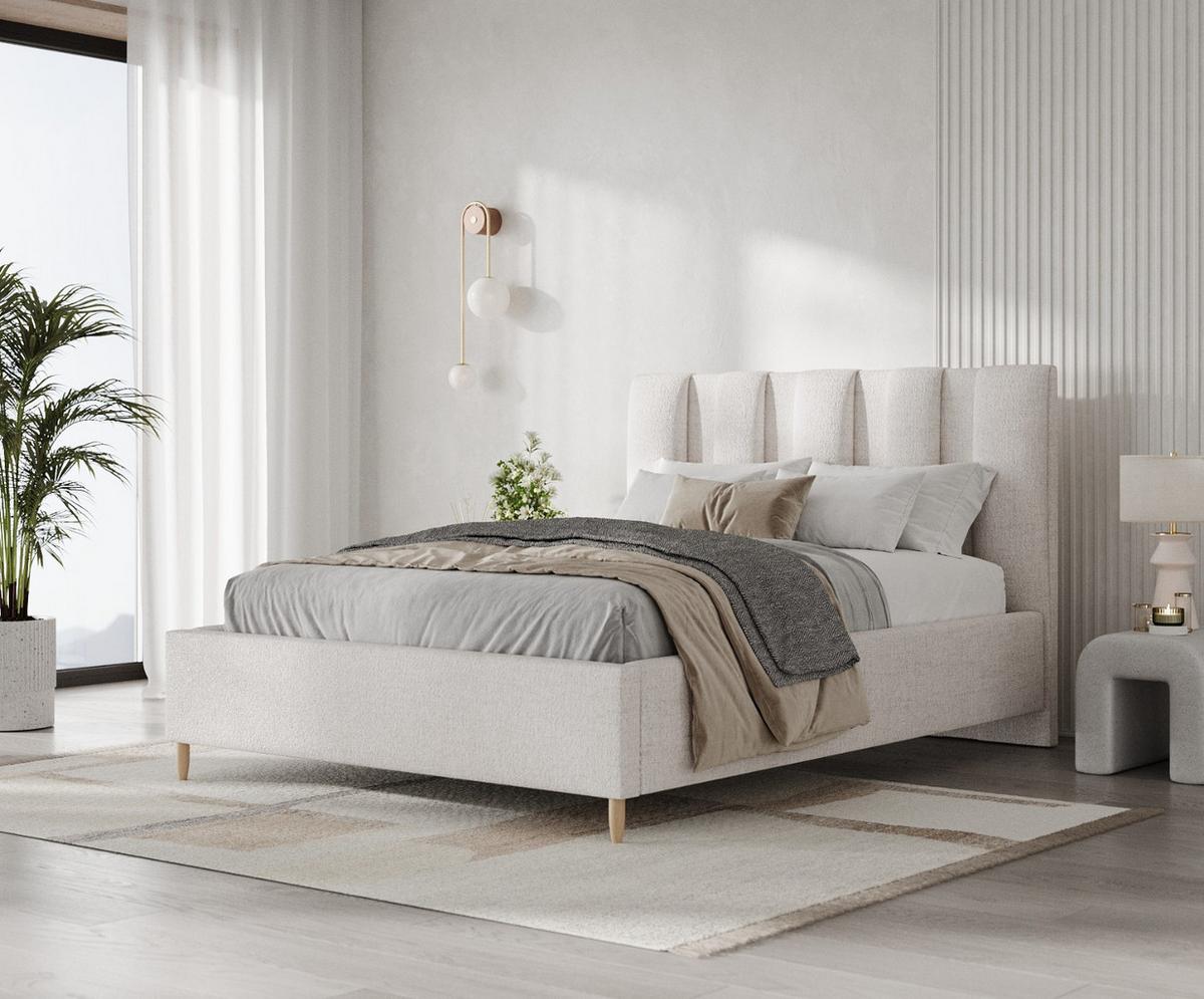 POLSTERBETT Loom 140/200 cm Hellbeige im Neve Stoff - Sandfarben/Naturfarben, Holz/Holzwerkstoff (140/200cm) - AltaBeds