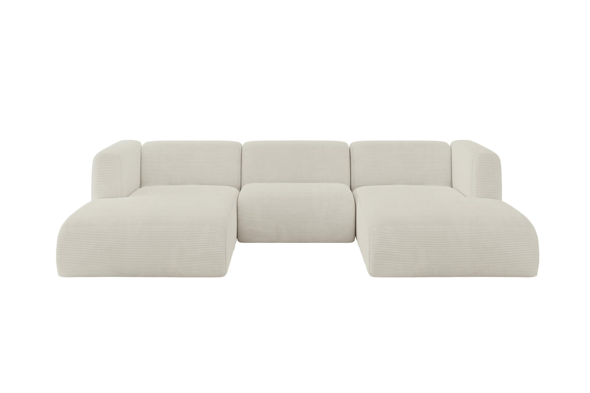 WOHNLANDSCHAFT MIRA-U1 317x179x70 Creme Cord - Ecru/Creme, Holzwerkstoff/Kunststoff (317/70/179cm) - ALTDECOR