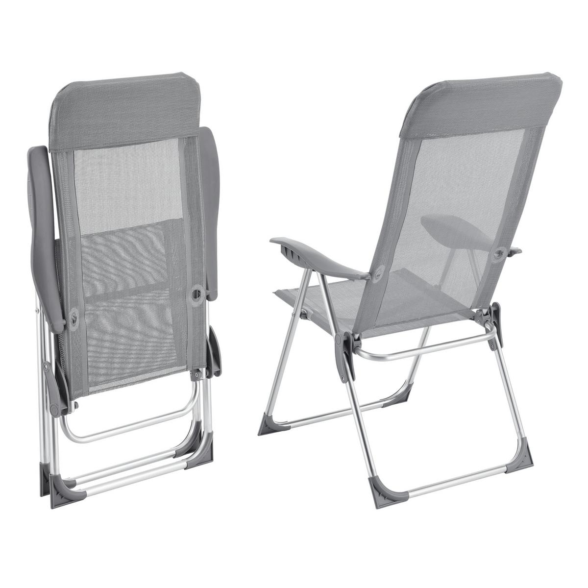 KLAPPSTUHL-SET 2 TLG. Errenteria - Hellgrau, Textil/Metall (57/109/67cm) - [en.casa]
