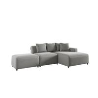 ECKSOFA Megan Xs In Stoff Salvador - Hellgrau, Holzwerkstoff/Textil (304/165cm) - Fun Möbel