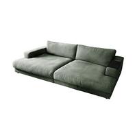 BIG SOFA MIT TABLETT MADELINE Grün Webstoff - Schwarz/Olivgrün, Kunststoff/Textil (290/85/170cm) - KAWOLA