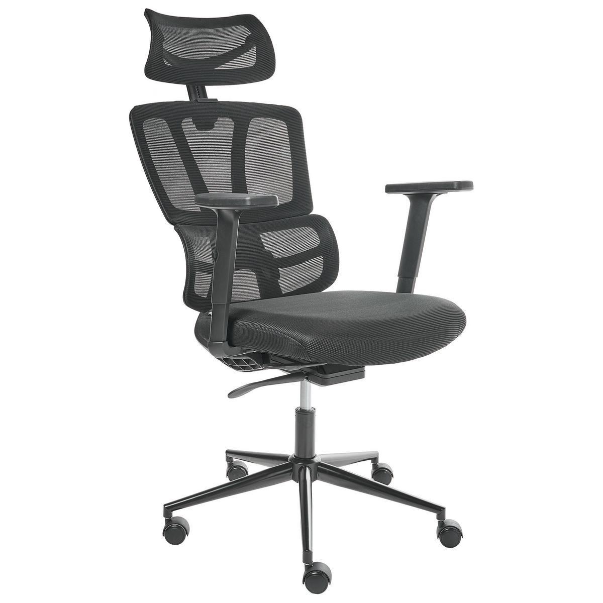 CHEFSESSEL Schwarz Omega - Schwarz, Textil (65/129/65cm) - Beliani
