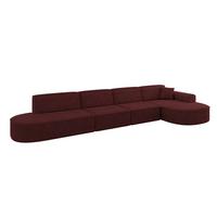 ECKSOFA Ottomane Rechts MARI-L3 - 413x171x79 cm Bordeaux Velours - Bordeaux/Schwarz, Holzwerkstoff/Kunststoff (171/413cm) - ALTDECOR