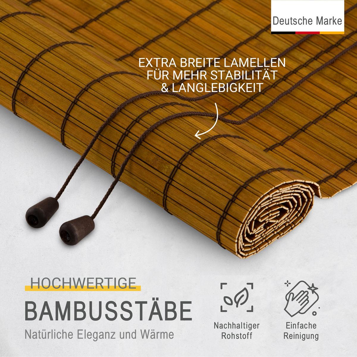 BAMBUSROLLO SolDecor BR7 60x160cm Bambus - Hellbraun, Holz (60/160cm) - Sol Royal
