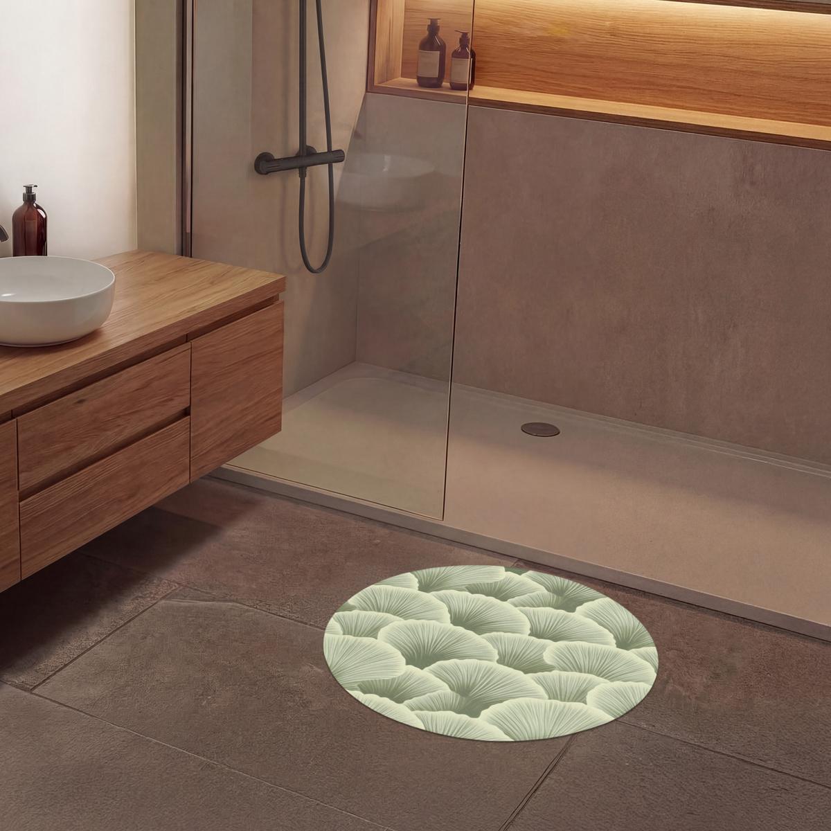 BADEMATTE Fächer - Blatt - Grün Badvorleger 70x70 cm - Pastellgrün, Textil (70/70cm) - OnlyWow