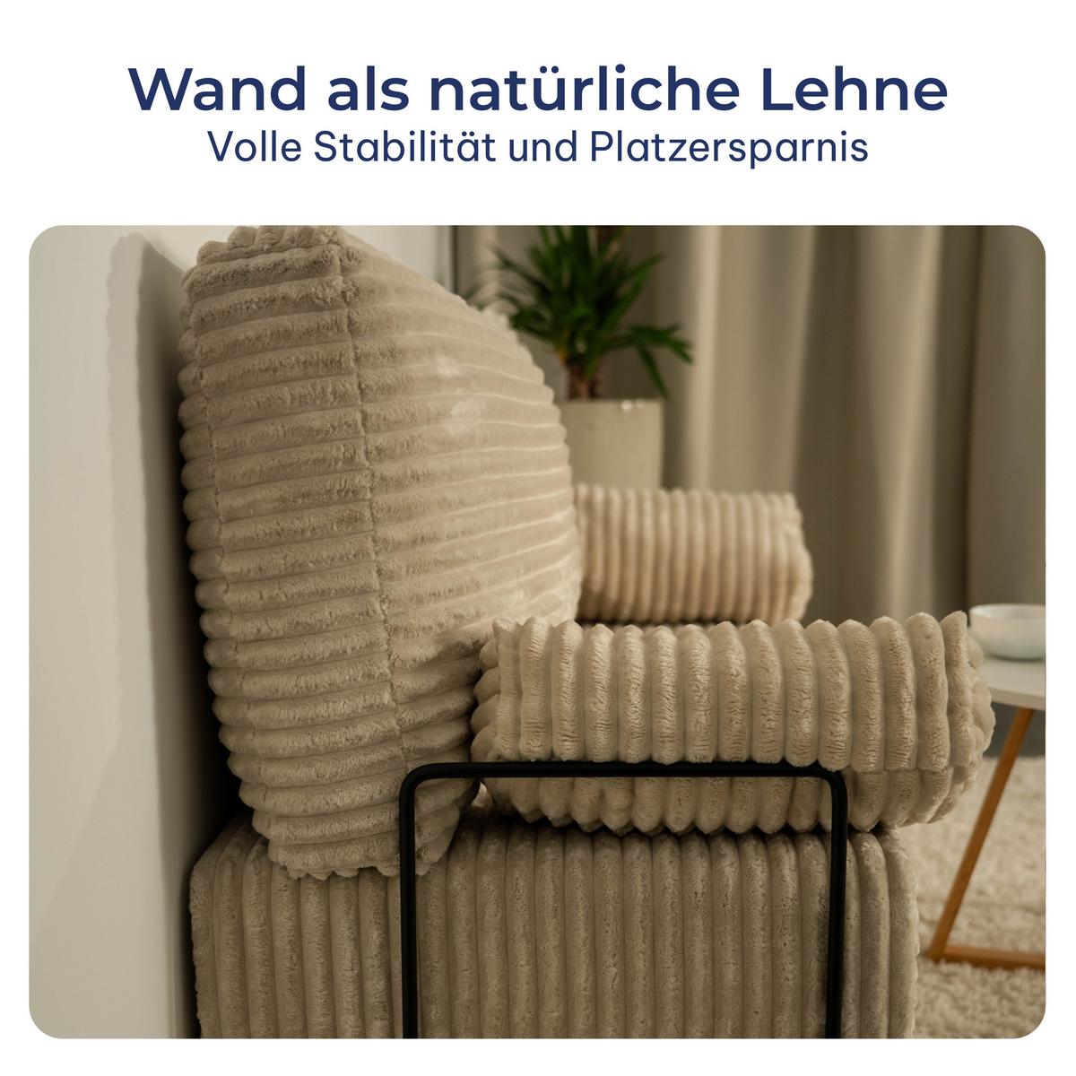 ECKSOFA NOTIA modulares Boneless Sofa mit Schlaffunktion Schwarz Cordstoff - Schwarz, Textil (200/120cm) - MASSENO