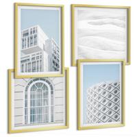 BILDER SET 4er Set - 50x50 cm & 40x60 cm Goldrahmen - Moderne Architekturgeometrie - Goldfarben, Kunststoff (50/50cm) - TULUP