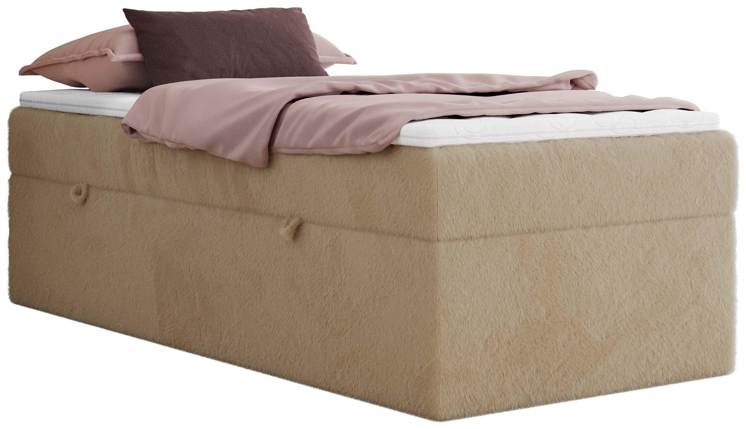 BOXBETT ZERO 90/200 - Beige Plüsch - H4 - Topper T25 - Beige, Textil (90/200cm) - MKS