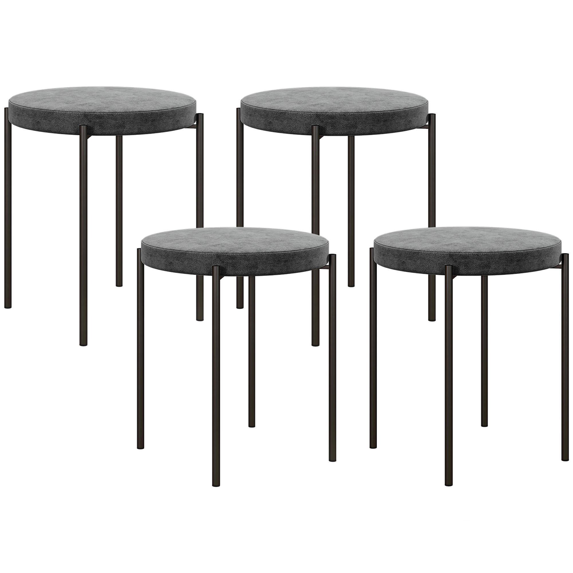 4ER-SET Esszimmerhocker Esszimmerstühle Küchenstuhl modern Polyester Metall Grau - Grau, Kunststoff (41.5/46/41.5cm) - HOMCOM
