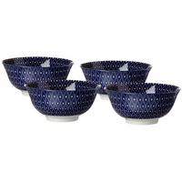 MÜSLISCHALEN Royal Reiko weiß-blau ø 15,5 cm 4er Set - Blau/Weiß, Keramik (15.5cm) - Ritzenhoff Breker