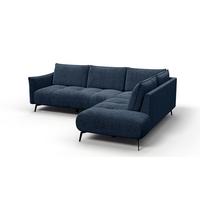 ECKSOFA AERA 5-Sitzer rechts, dunkelblau - Schwarz/Dunkelblau, Holz/Textil (268/206cm) - Wozimo