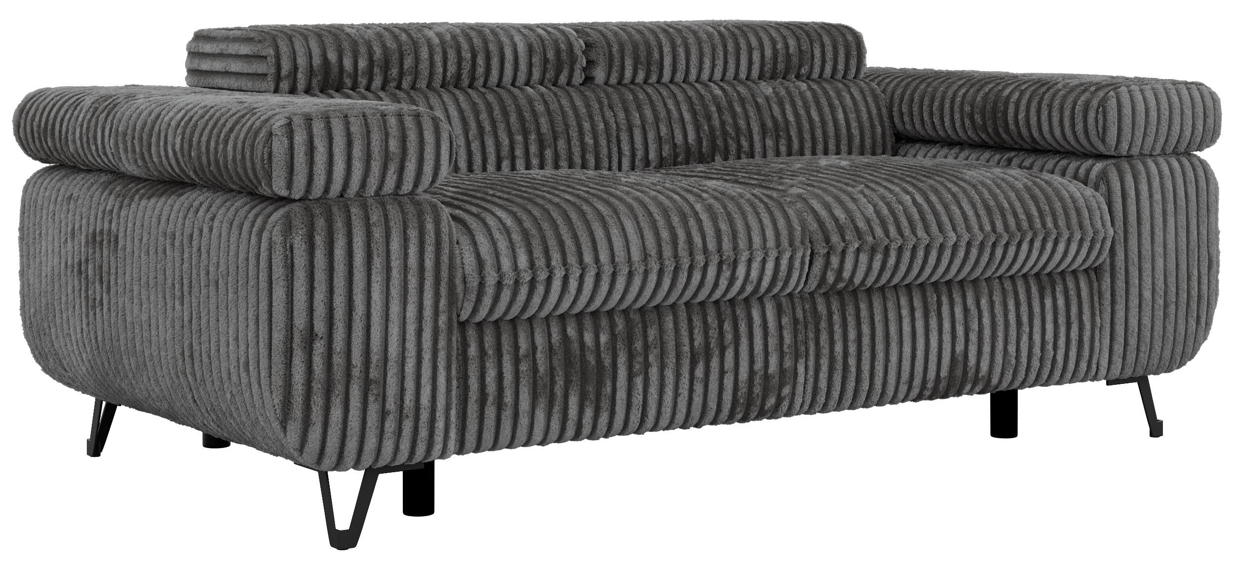 2-SITZER SOFA PETER - Grau Cord - Schwarz/Grau, Textil/Metall (200/76/99cm) - MKS